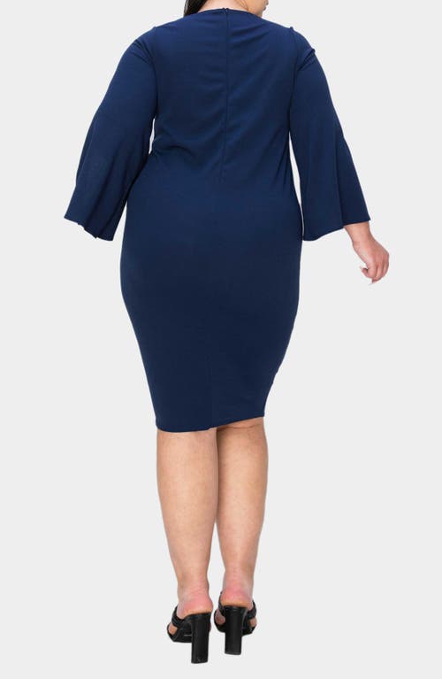 L I V D Clementine Split Sleeve Jersey Dress In Navy