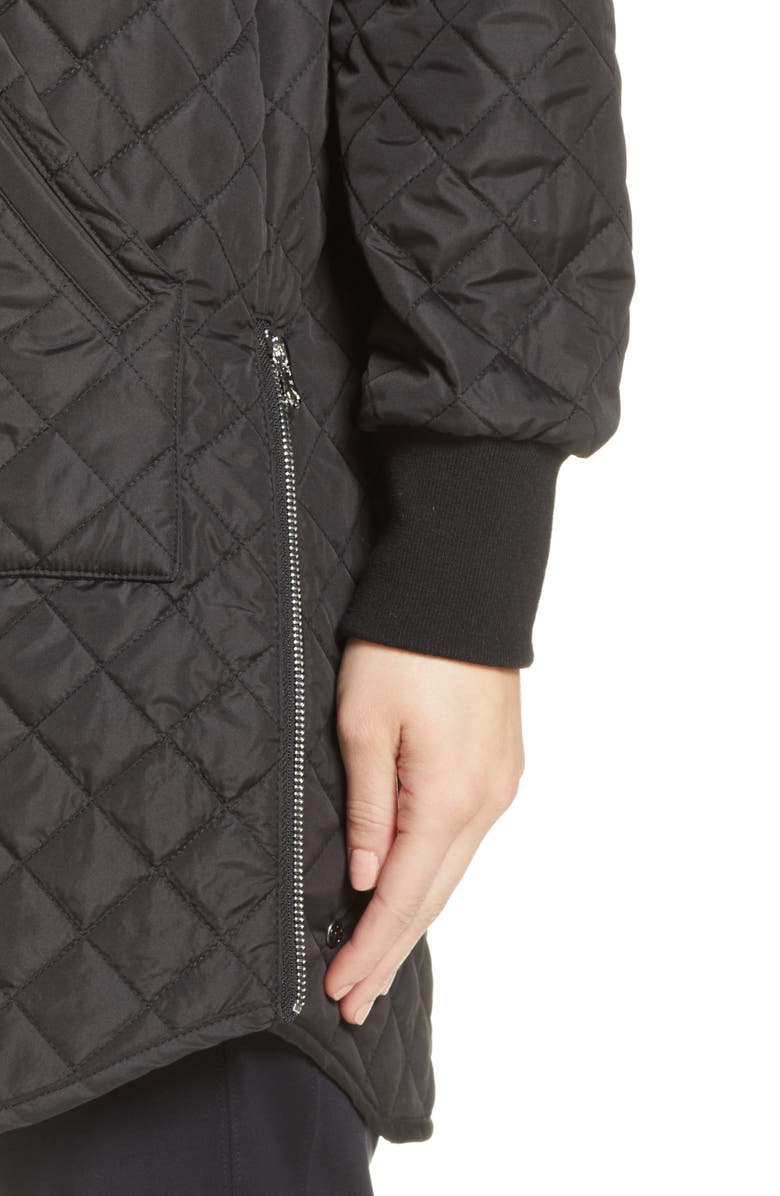 Zella Longline Water Resistant Quilted Bomber Jacket Nordstrom