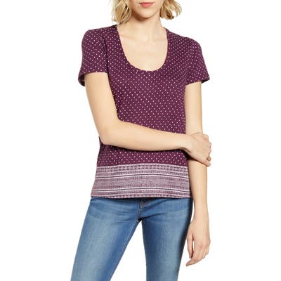 Lucky Brand Border Print Tee, Purple