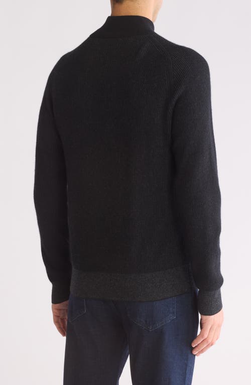 Bruno Magli Rib Cashmere Mock Neck Sweater In Black Grey