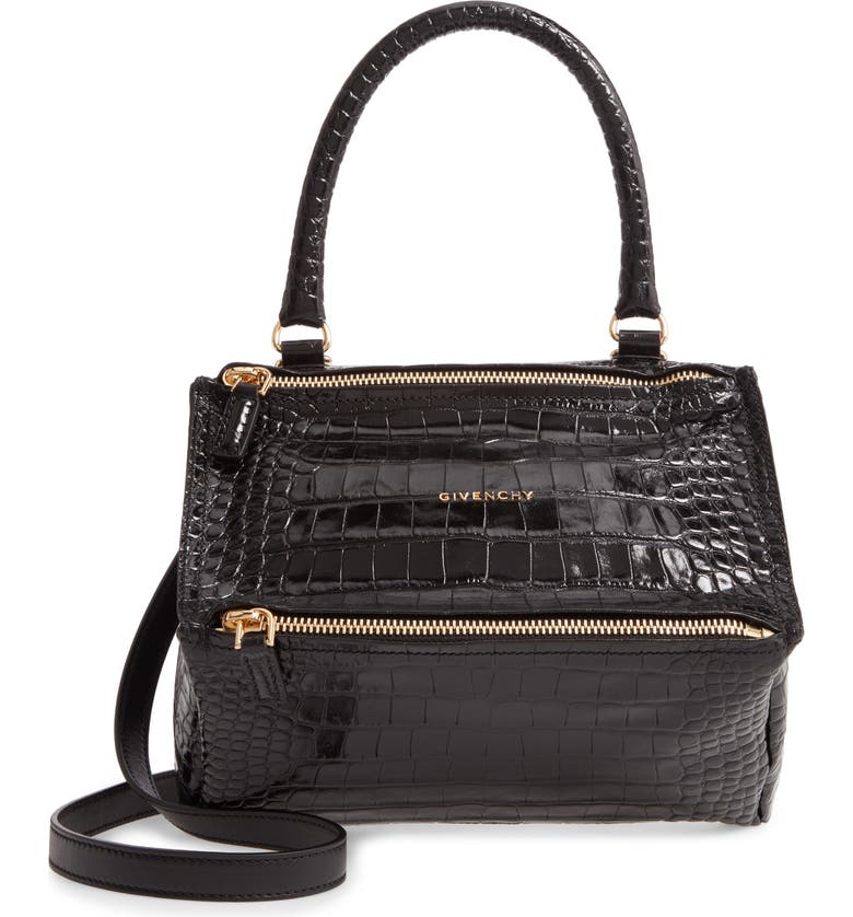 Givenchy Small Pandora Croc Embossed Leather Shoulder Bag | Nordstrom