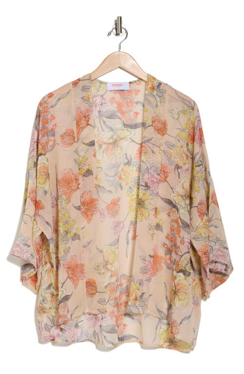 Shop Renee C Floral Print Chiffon Overlay In Blush