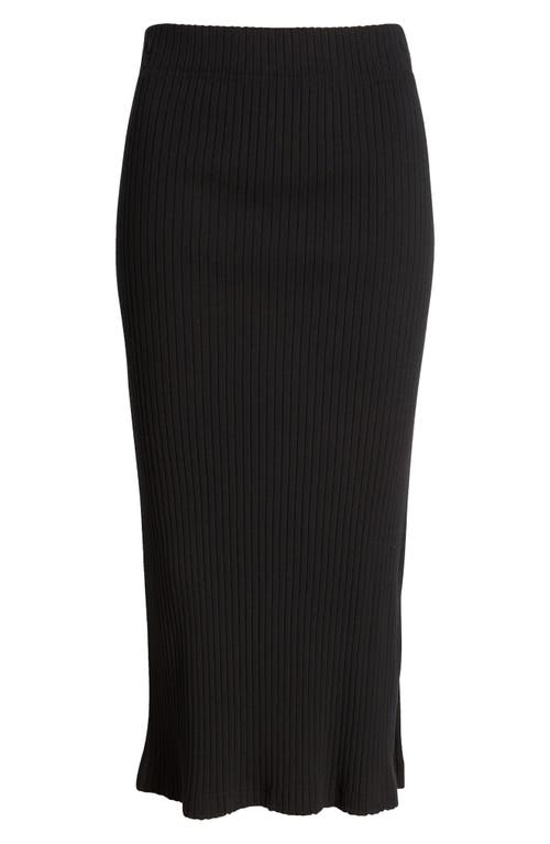 Rails Angie Side Slit Rib Midi Skirt In True Black