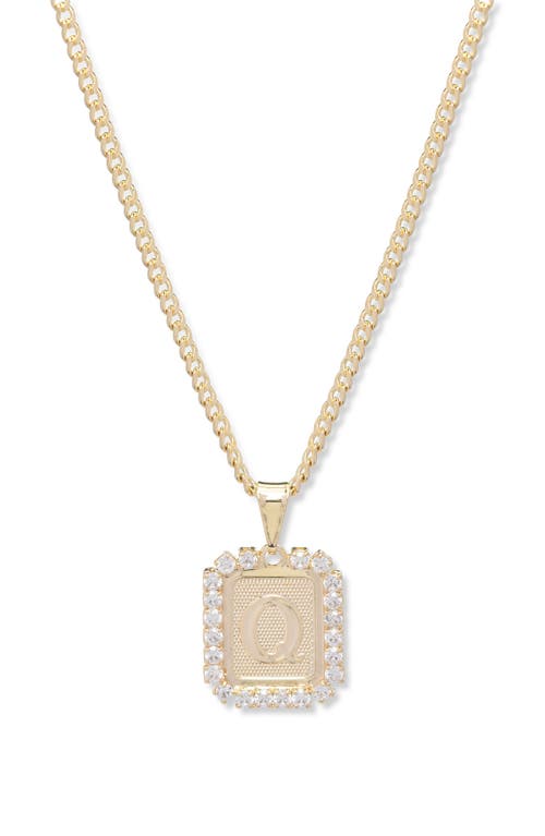 Royal Initial Card Necklace in Gold- Q