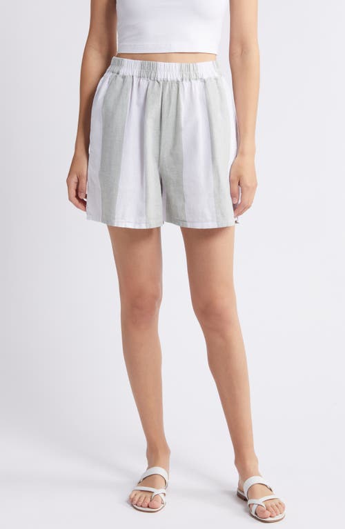 Shop Beachlunchlounge Kelis Stripe Linen & Cotton Shorts In Tunisian Blanket