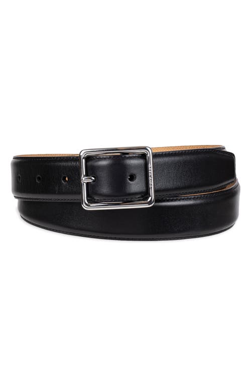 Center Bar Leather Belt in Black