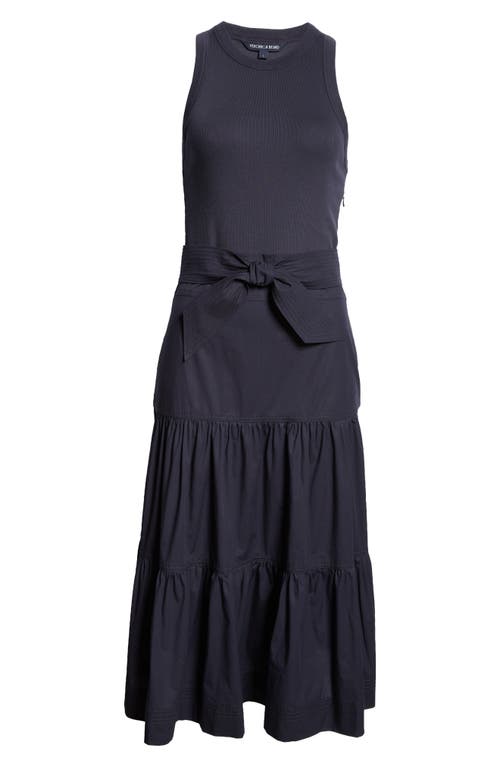 Shop Veronica Beard Austyn Belted Sleeveless Dress In Navy