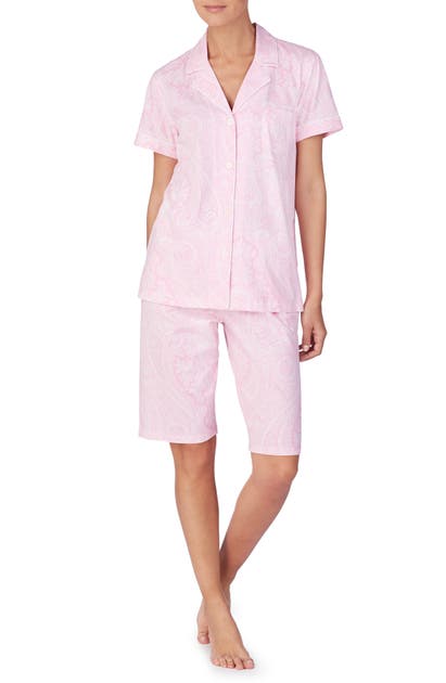 Lauren Ralph Lauren Bermuda Pajamas In Pink Paisley