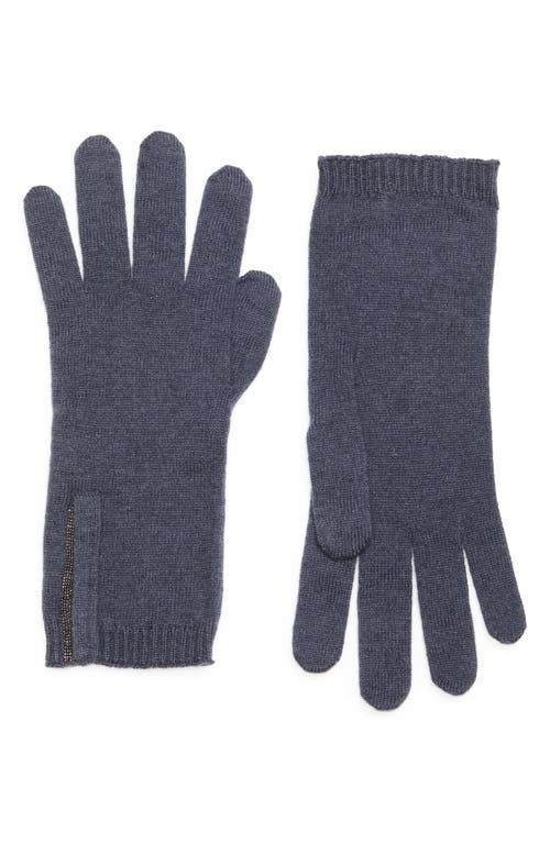 Brunello Cucinelli Monili Detail Cashmere Gloves in C8901 Night Sky