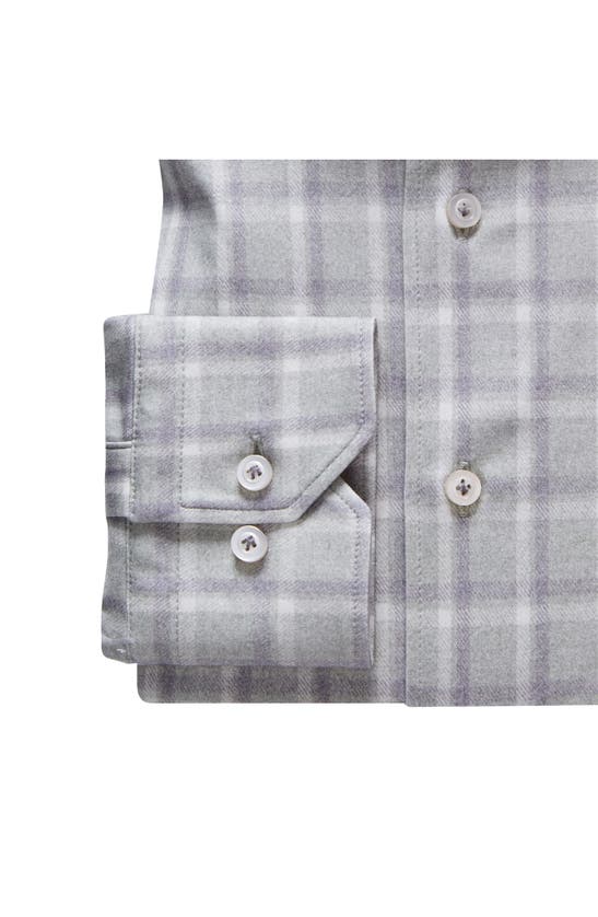 Shop Emanuel Berg 4flex Slim Fit Plaid Knit Button-up Shirt In Medium Green
