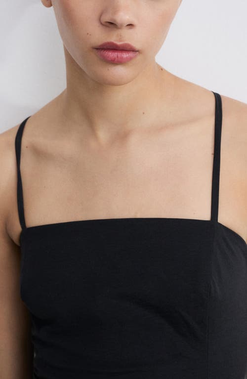 Mango Strappy Back Pleated Minidress In Black