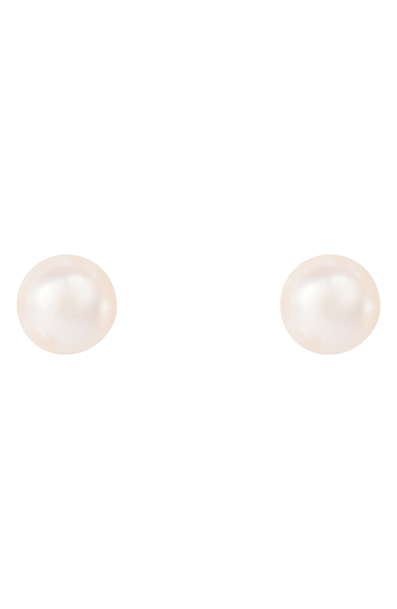 Splendid Pearls 8mm White Freshwater Pearl Round Stud Earrings