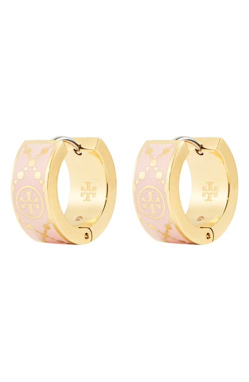 Tory Burch T-monogram Hoop Earrings In Tory Gold/pink