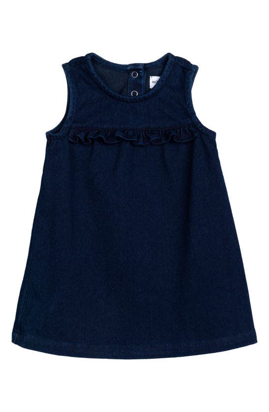 Miles The Label Girls' Ruffle Denim Dress - Baby In Dark Blue