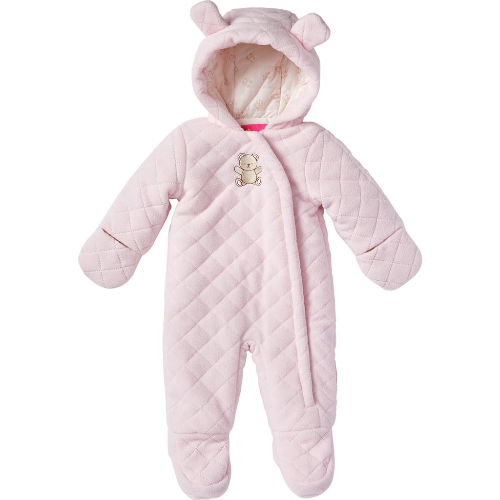 Wippette Bear Hooded Quilted Pram In Soft Pink