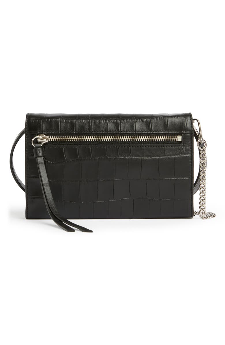 Fetch Croc Embossed Leather Chain Crossbody Wallet