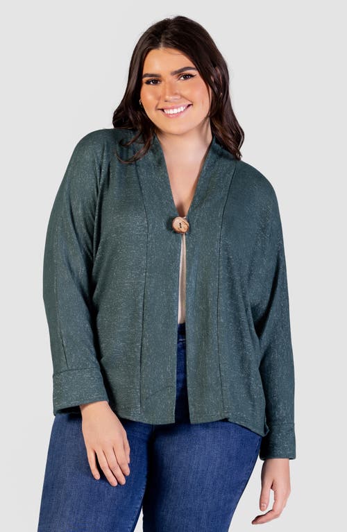 Shop 24seven Comfort Apparel One-button Cardigan In Hunter