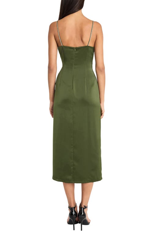 Shop Donna Morgan For Maggy Faux Wrap Midi Dress In Rifle Green