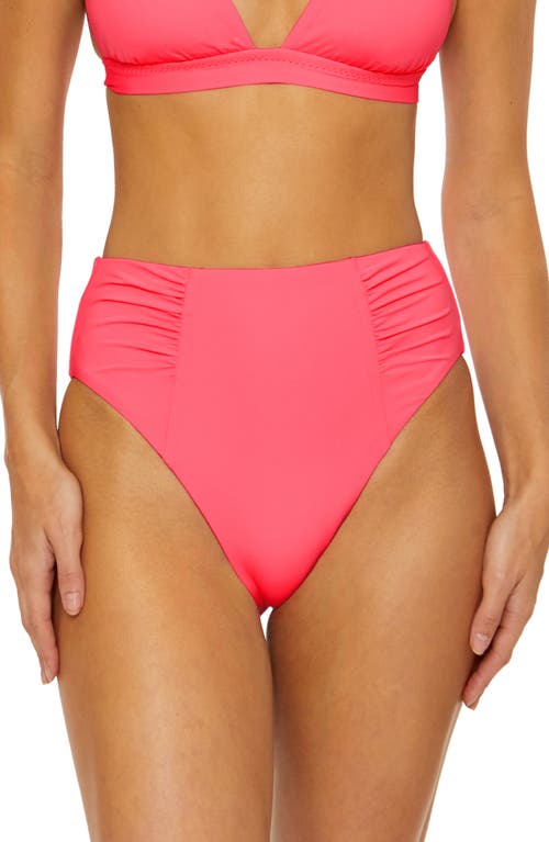 Ruched High Waist Bikini Bottoms in Popsicle