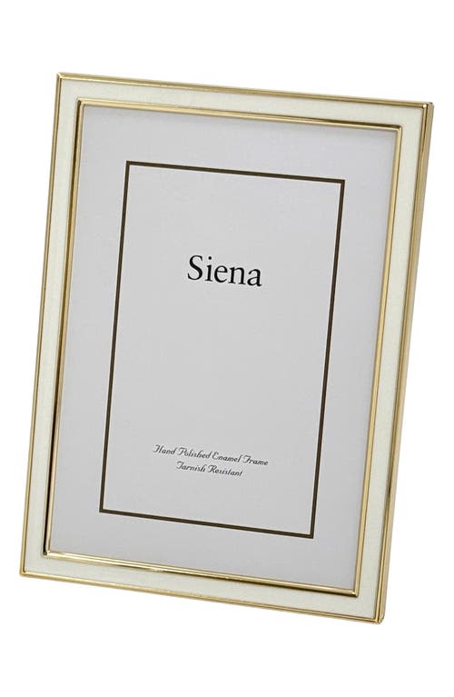 Siena Wide Enamel With Gold Frame, 5 X 7 In White
