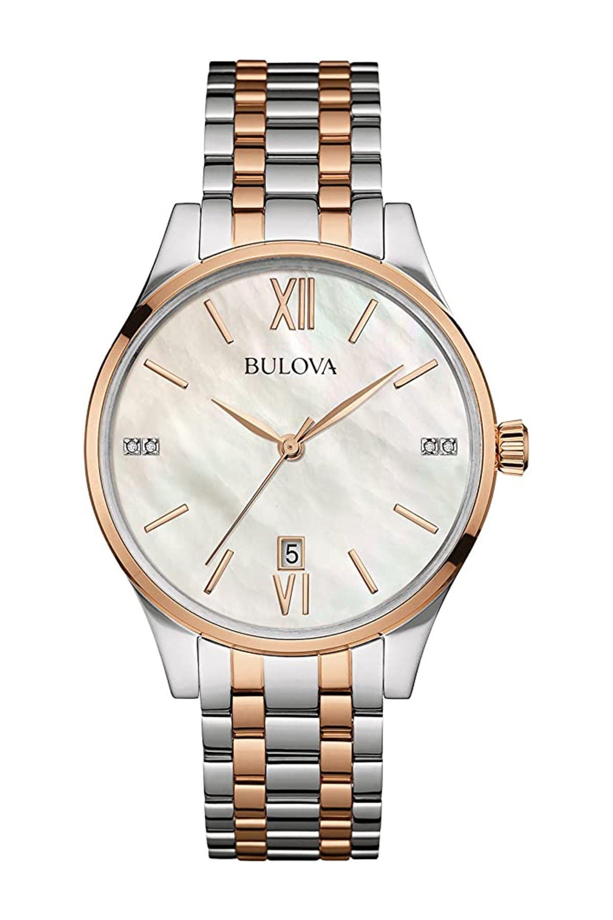 bulova women's two tone diamond watch