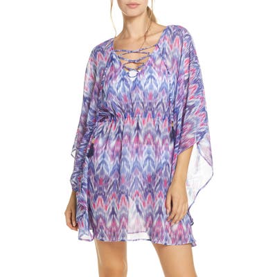 Tommy Bahama Ikat Mirage Lace Front Cover-Up Tunic, Blue