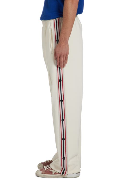 Shop Golden Goose Side Stripe Snap Track Pants In Papyrus/dark Blue