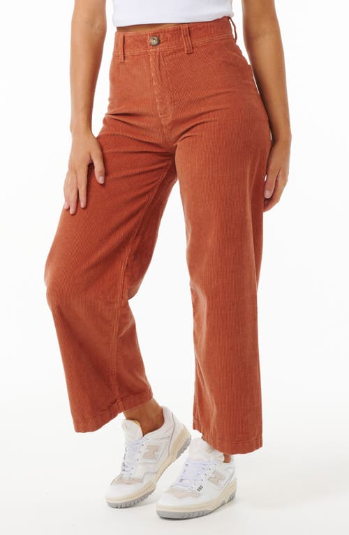 Shop Rip Curl Stevie Cotton Corduroy Ankle Pants In Dark Rust