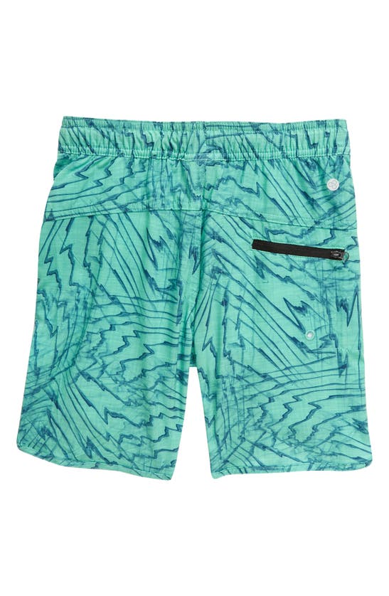 Zella Kids' Volley Swim Trunks In Green Katydid Storm Print | ModeSens