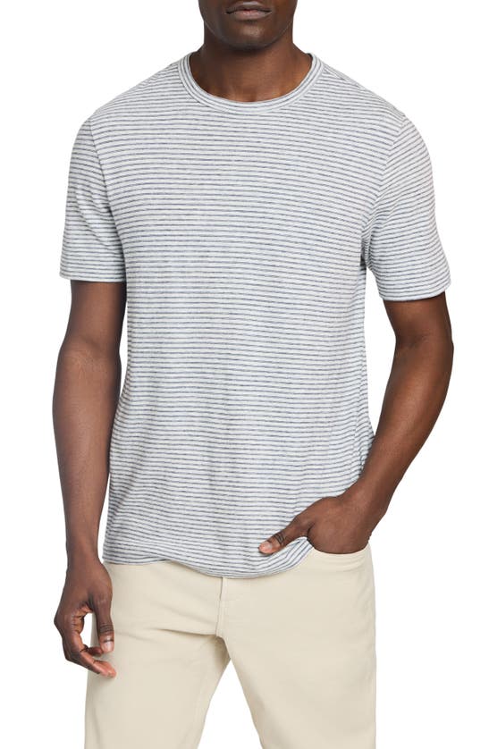 Shop Faherty Stripe Cotton & Modal T-shirt In Silver Sea Stripe