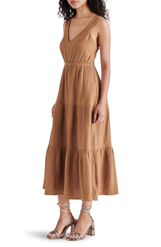 Shop Steve Madden Amira Tiered Cotton Midi Dress In Toast