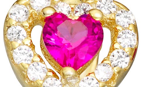 Shop Fzn Semiprecious Stone & Cz Heart Earrings In Ruby