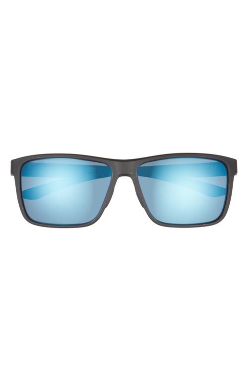 Riptide 61mm Polarized Sport Square Sunglasses in Matte Black/Blue Mirror