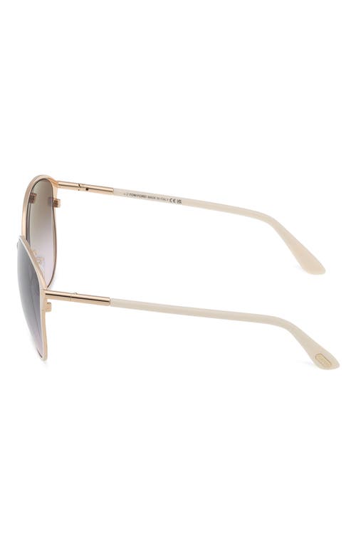 Tom Ford Penelope 59mm Gradient Round Sunglasses In Shiny Rose Gold/smoke