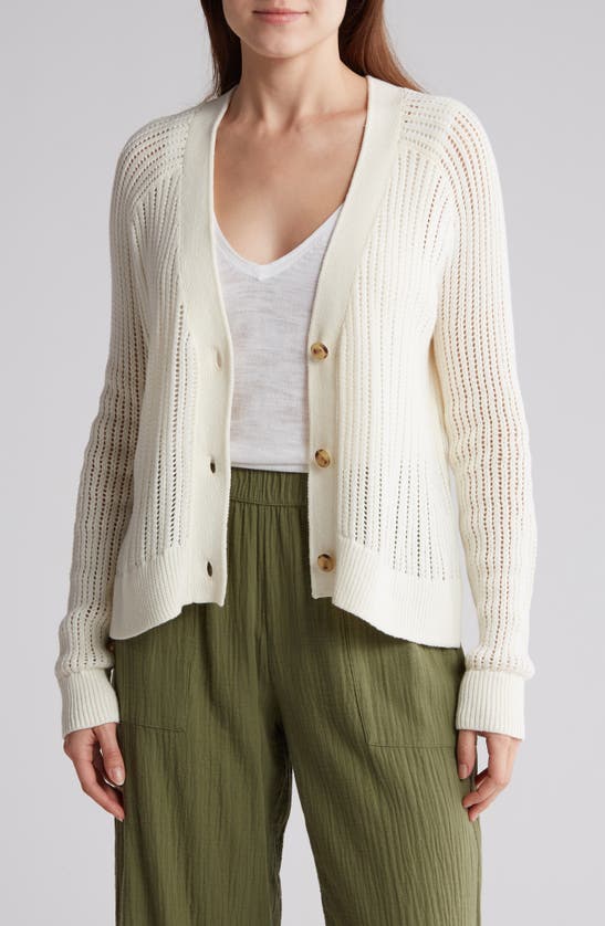 CASLON CASLON® COTTON BLEND POINTELLE CARDIGAN