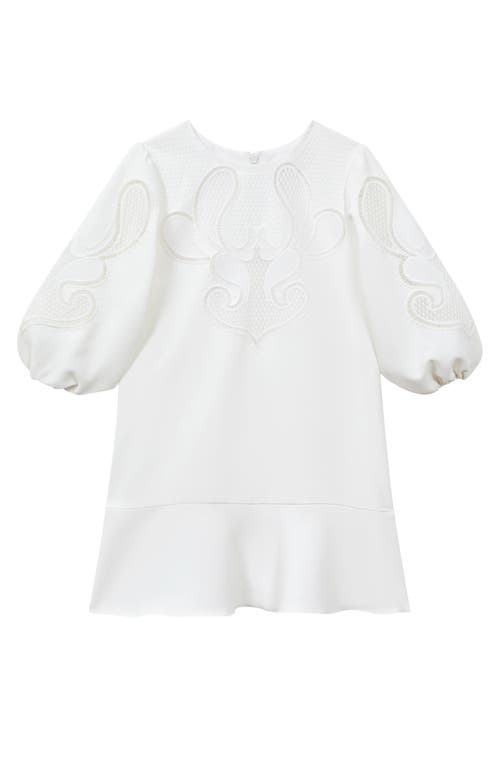 Reiss Toya Lace Balloon Sleeve Dress Ivory at Nordstrom, Y