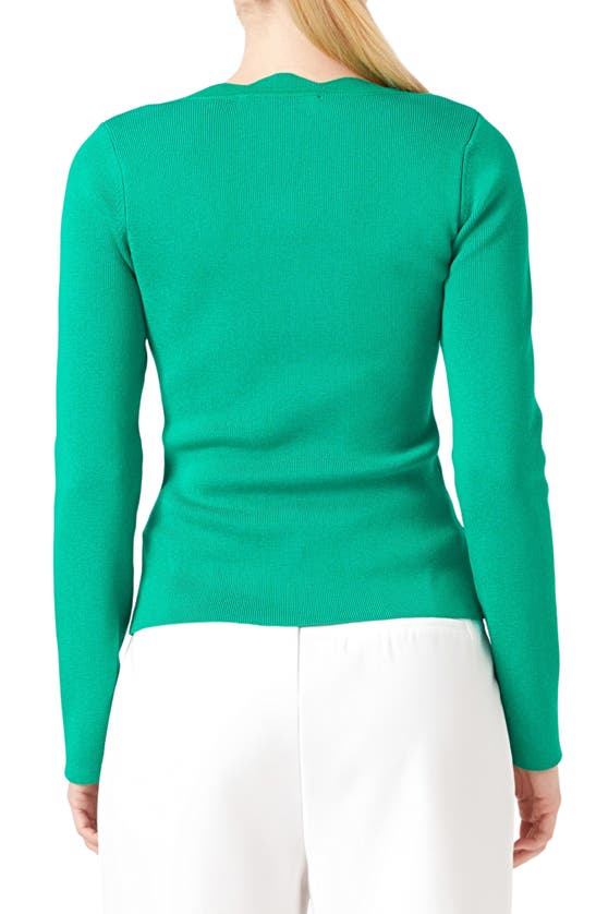 Shop Endless Rose Scallop Square Neck Sweater In Green