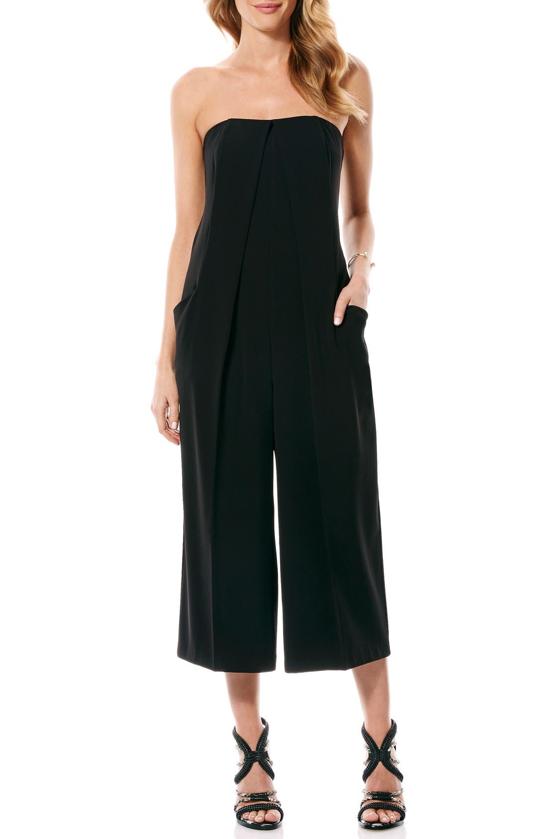 Laundry by Shelli Segal Strapless Crepe Culotte Jumpsuit Nordstrom