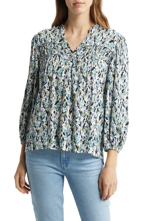 caslon(r) Gathered Yoke Popover Top in Pink Rosa Cayce Floral