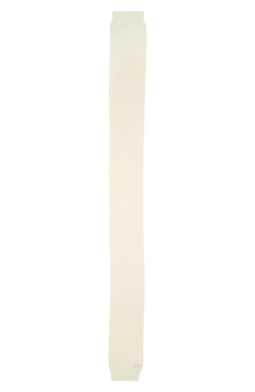 Saint Laurent Signature Cashmere Knit Scarf in Off White