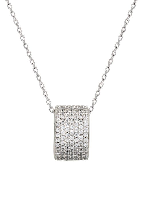 Suzy Levian 14k Rose Gold Plated Sterling Silver Pavé Cubic Zirconia Circle Pendant Necklace In White