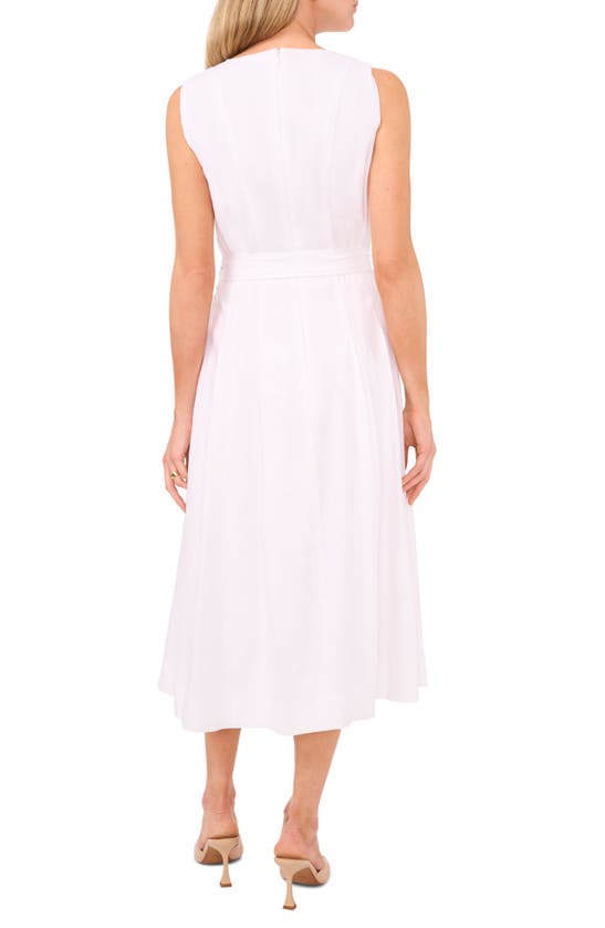 Shop Halogen Belted Linen Blend A-line Dress In Bright White