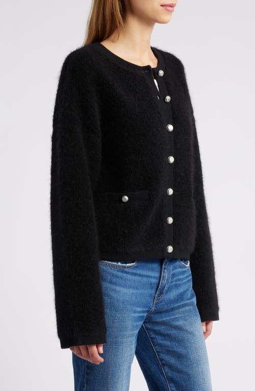 Shop Rag & Bone Kaia Boxy Bouclé Cardigan In Black