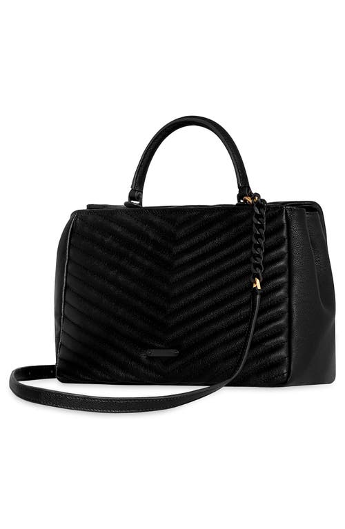 Shop Rebecca Minkoff Large Edie Chevron Quilted Leather Top Handle Shoulder Bag In Black