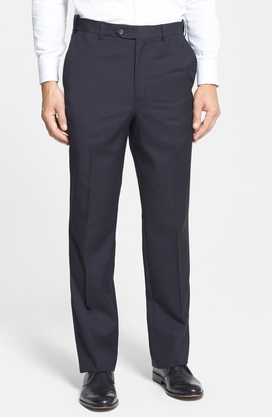 BERLE BERLE SELF SIZER WAIST FLAT FRONT LIGHTWEIGHT PLAIN WEAVE CLASSIC FIT TROUSERS