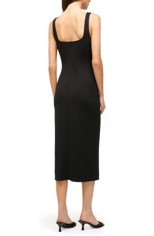 Shop Staud Domani Sleeveless Midi Dress In Black