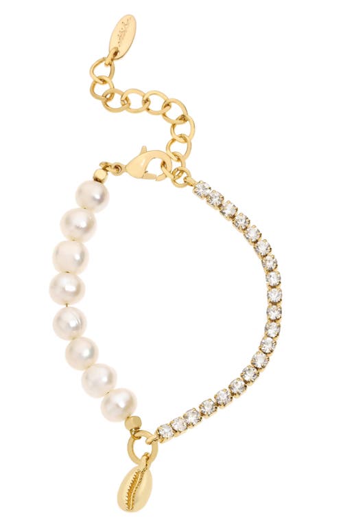 Genuine Pearl & Shell Bracelet in Gold