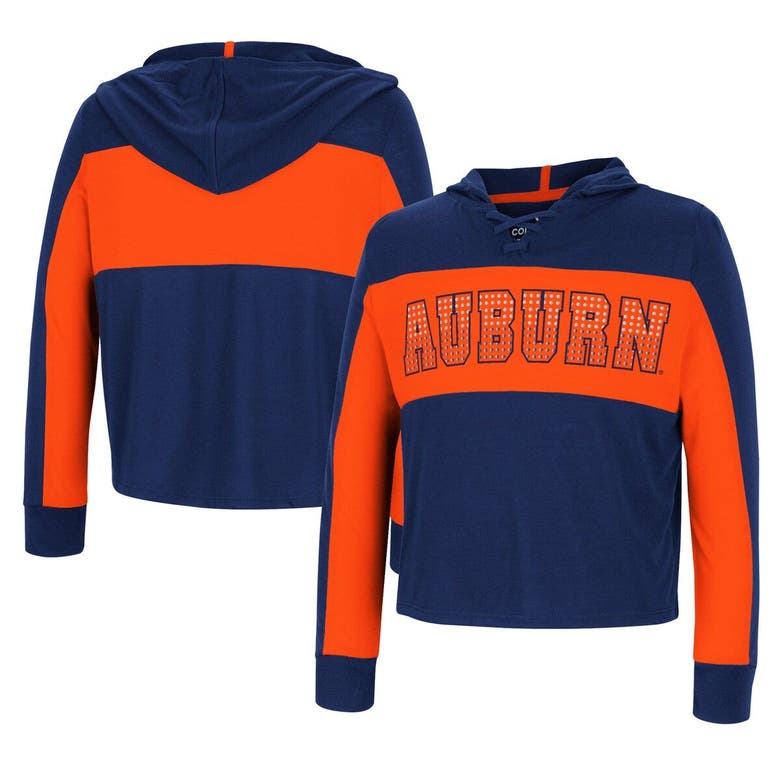 Colosseum Kids' Girls Youth  Navy Auburn Tigers Galooks Hoodie Lace-up Long Sleeve T-shirt
