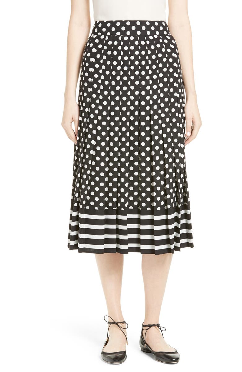 kate spade new york dot & stripe pleated skirt | Nordstrom
