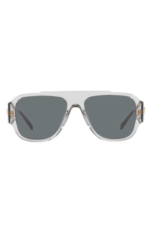 Versace 57mm Pillow Sunglasses in Transparent Grey at Nordstrom